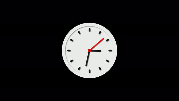 White Color Counting Down Clock Isolated Animated 