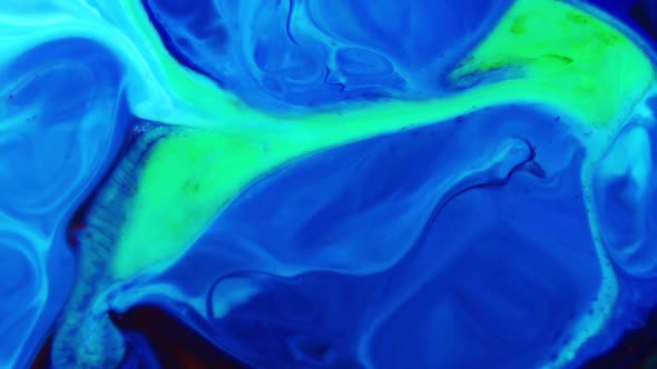Blue And Green Psychedelic Surface Swirl Liquid Paint Background Texture Video alt