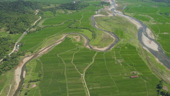 Mountain Valley with Farmlands in the Philippines