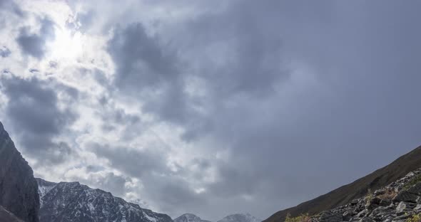 Timelapse of Epic Clouds in Mountain Valley at Summer or Autumn Time