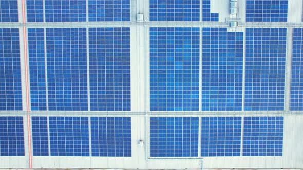 Top view of a solar power station on building roof