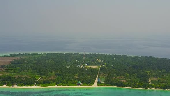 Aerial view panorama of resort beach voyage by blue ocean with sand background