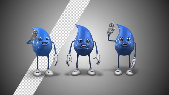 Water Drop Mascot Character - Hello Gesture (3-Pack) alt