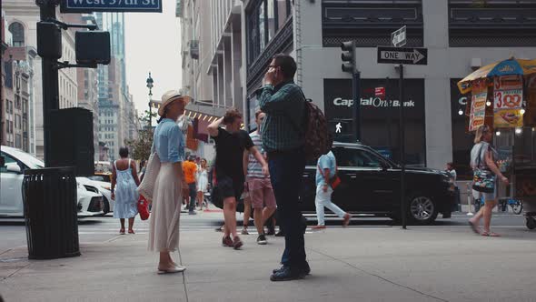 Young girl at the crosswalk outdoors