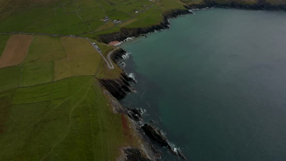 High Angle Footage of Steep and High Escarpments Falling to Water