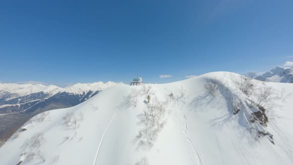 Aerial View Canvas Print Ski Freeride Trace Line Nature Mountains