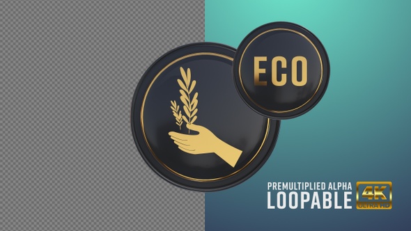 Eco And Hand Plant Badge Badge Looping with Alpha Channel