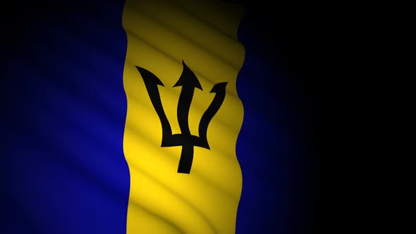 Barbados Flag Blowing in Wind