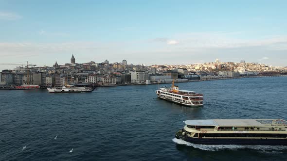 Aerial Istanbul City Lines Ferry