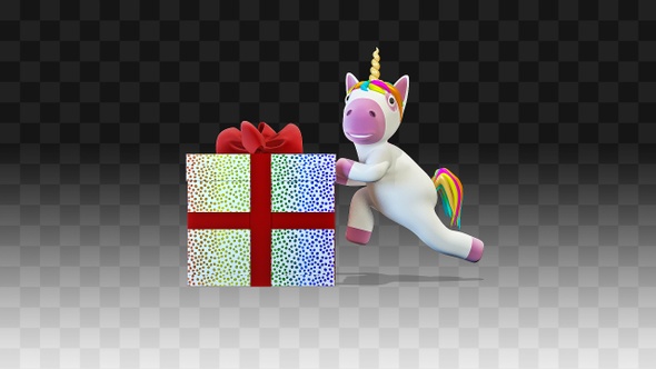 Unicorn Dragging A Gift