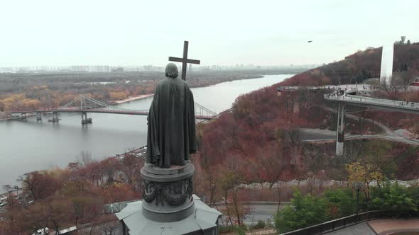 Monument To Volodymyr the Great. Kyiv. Ukraine. Aerial View
