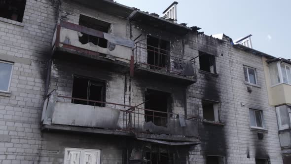 A Building Bombed During the War in Makariv Ukraine