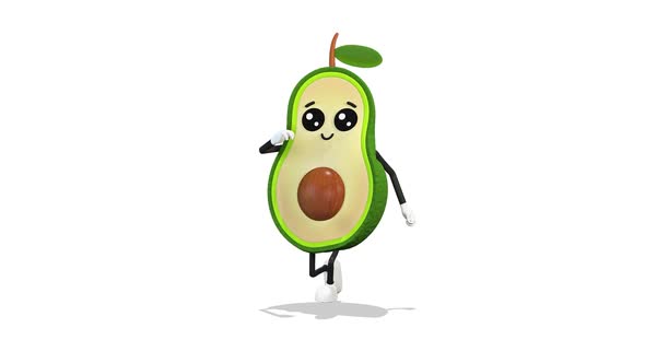 Avocado Running on White Background