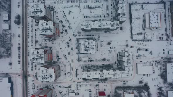 Aerial Snow Covered Residential Area