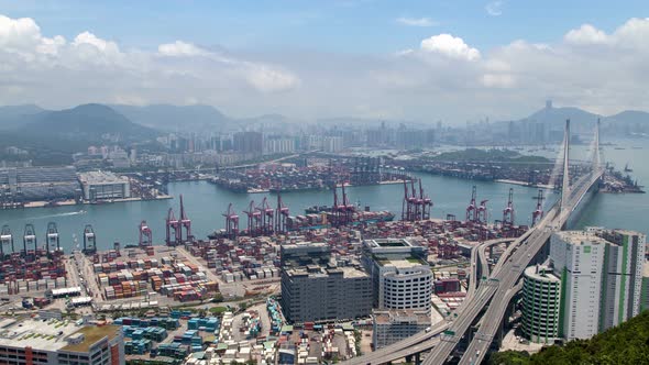 Container Port Hong Kong Cargo with Cranes