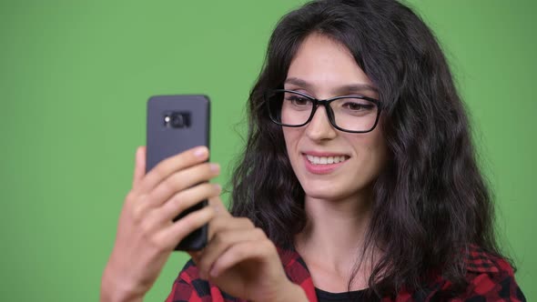 Young Beautiful Businesswoman Using Phone