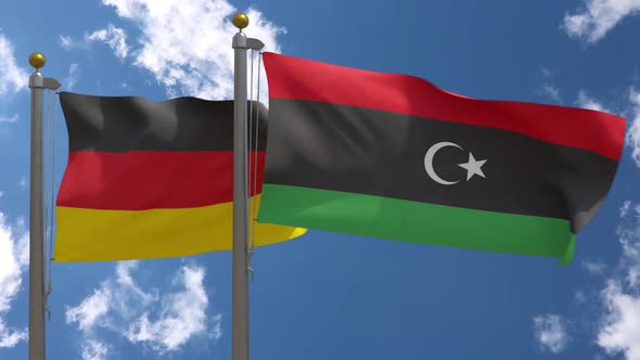 Germany Flag Vs Libya On Flagpole