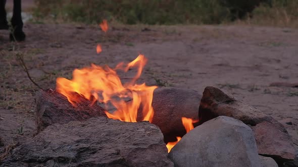 Slow motion footage of bonfire