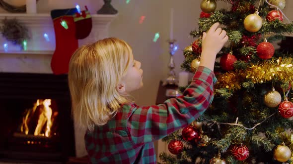 Boy at home at Christmas time