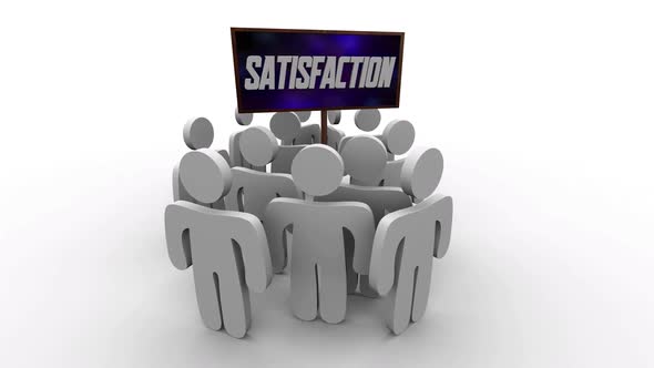 Satisfaction Customers Satisfied Happy Gratification People Around Sign 3d Illustration