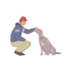 Man Caring for Dog Boy Touching Canine Animal - GraphicRiver Item for Sale