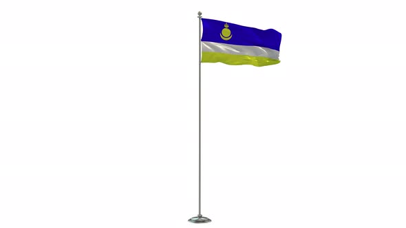 Buryatia 3D Illustration Of The Waving flag On Long  Pole With Alpha