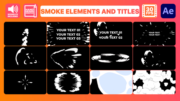 2D Smoke Elements And Titles for After Effects alt