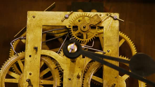 Close-up of watch mechanism with gears