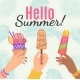 Hello Summer Banner or Poster Hand Hold Ice Cream - GraphicRiver Item for Sale