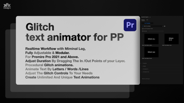 Glitch Text Animator For Premiere Pro MOGRT