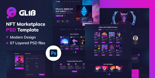 Glib | NFT Marketplace PSD Template