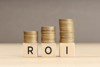 creasing stacks. Return on investment concept. Copy space