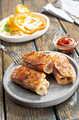 fried rolls with bacon and mushrooms on plate - PhotoDune Item for Sale