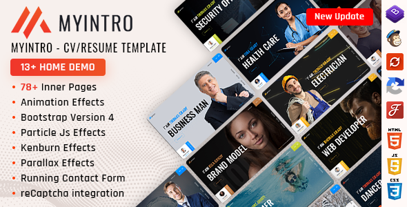 MyIntro | Resume CV Portfolio Bootstrap 4 Template