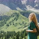 Portrait of young woman in mountain landscape, Alta Badia, Italy - VideoHive Item for Sale