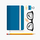 3d Notebook with Elastic Band and Glasses Set. Vector - GraphicRiver Item for Sale