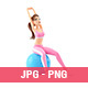 3D Sporty Woman Sitting on Fitness ball Doing Stretching Exercise - GraphicRiver Item for Sale