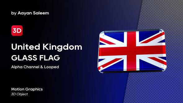 United Kingdom / UK Flag 3D Glass Badge