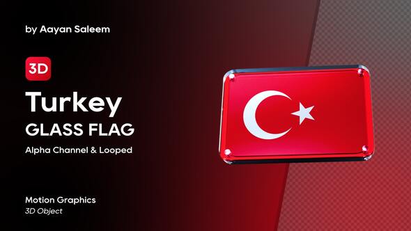 Turkey Flag 3D Glass Badge