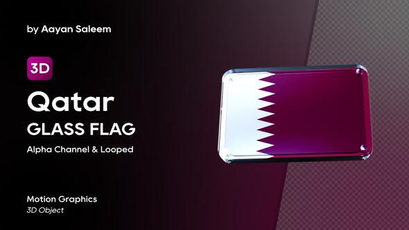 Qatar Flag 3D Glass Badge