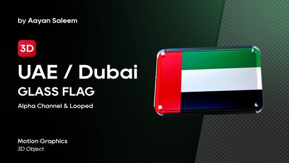 United Arab Emirates / UAE Flag 3D Glass Badge