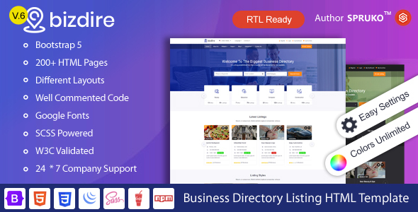 Bizdire – Business Directory HTML Template