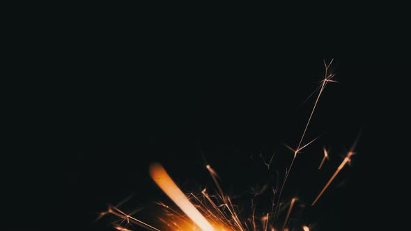 Sparkler on the Black Background in Slow Motion Macro Shot