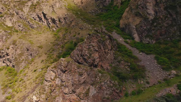 Ascending View of Dariali Gorge in Kazbegi Georgia