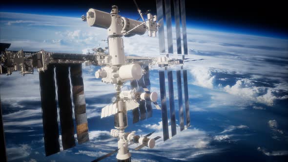 International Space Station in Outer Space Over the Planet Earth