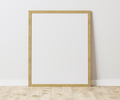 Blank Vertical wooden frame on wooden floor with white wall, 4:5 ratio - 40x50 cm, 16 x 20 inches - PhotoDune Item for Sale