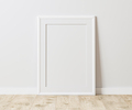Blank white frame with mat on wooden floor with white wall, 3:4 ratio, 30x40 cm, 18x24 inches - PhotoDune Item for Sale