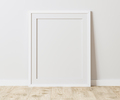 Blank white frame with mat on wooden floor with white wall, 4:5 ratio - 40x50 cm, 16 x 20 inches - PhotoDune Item for Sale