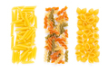 Pasta collection food isolated at white background. Raw pasta assortment italian food on white - PhotoDune Item for Sale
