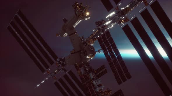 International Space Station Over the Planet Earth Elements Furnished By NASA alt